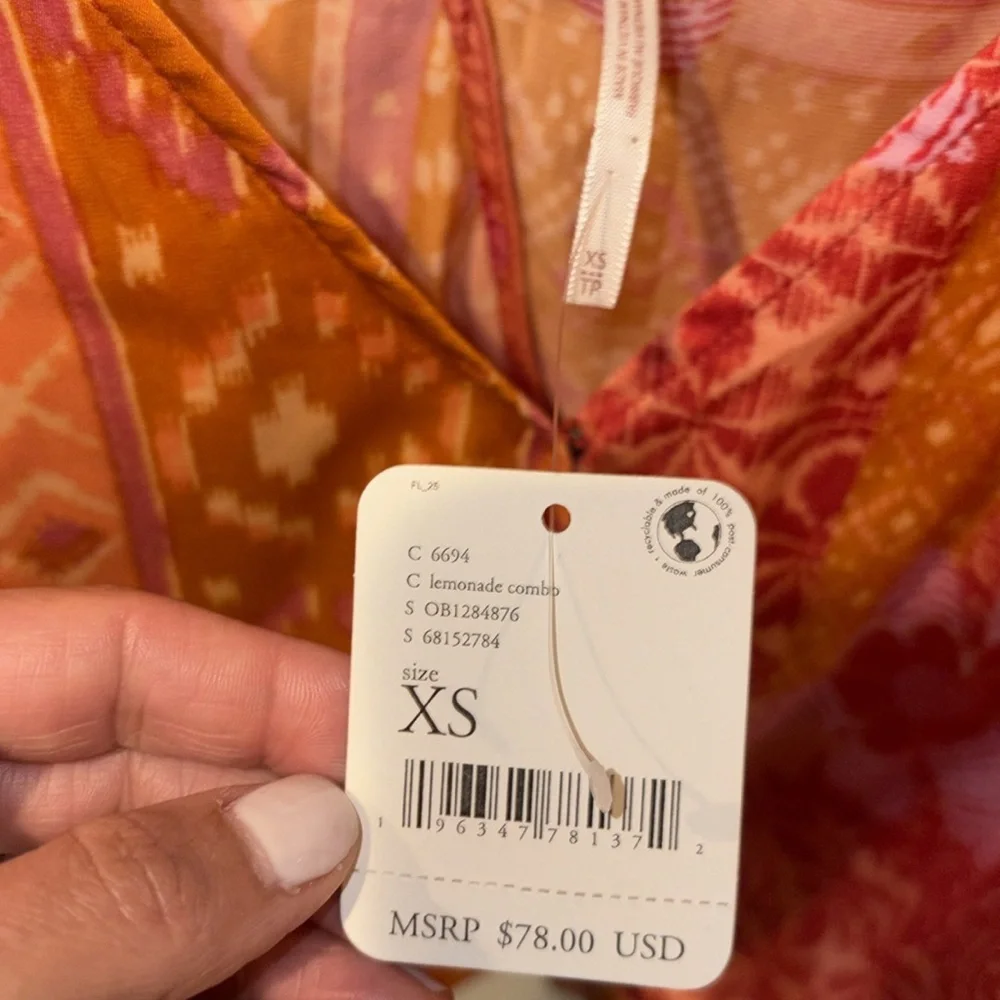 Free People NEW Tied to You Tank Size XS Color: Lemonade - Picture 9 of 13